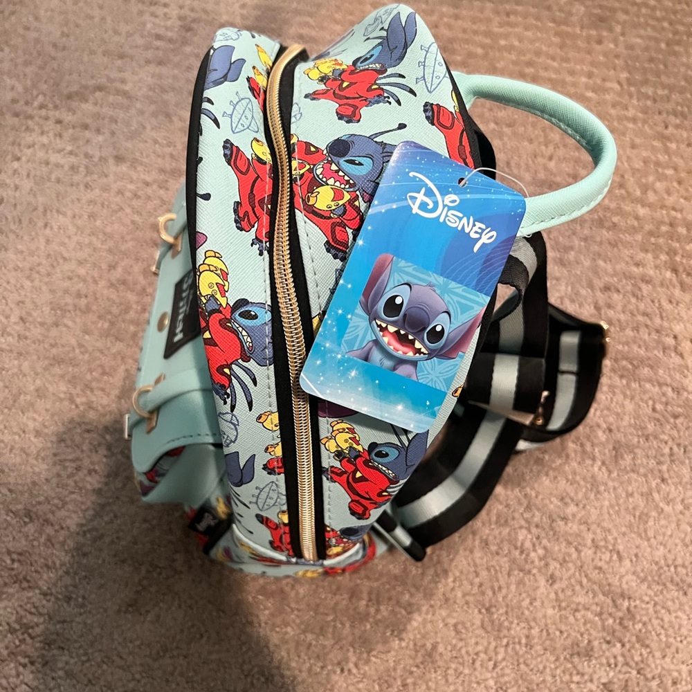 Disney Stitch Patterned Backpack With Red And Blue - image 3
